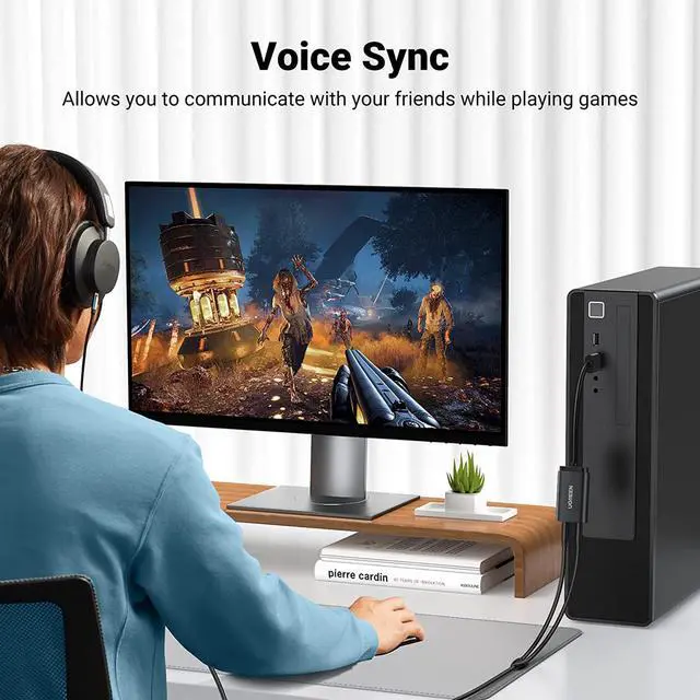 Alt view image 4 of 7 - USB Audio Adapter USB External Stereo Sound Card to 3.5mm Headphone and Microphone Jack Adapter