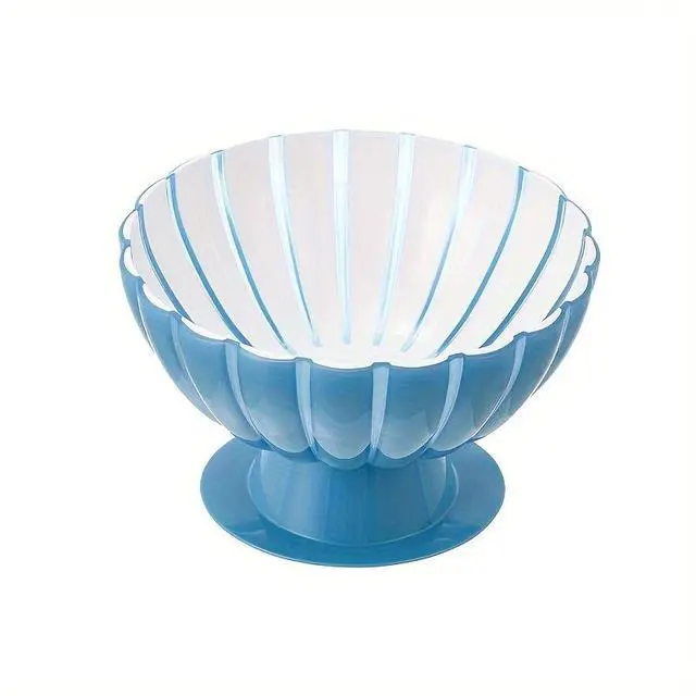 Main image of Shell Shaped Footed Dessert Bowl, Transparent Blue Pedestal Serving Bowl, Plastic Decorative Fruit Bowl for Ice Cream, Salad, Snack, Home Party Table Decor