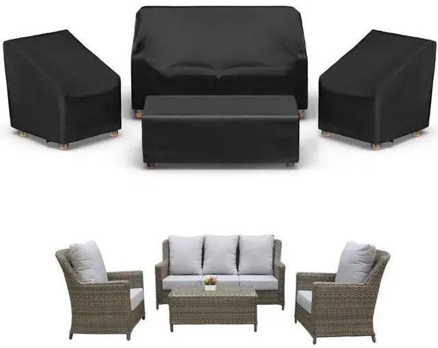 Main image of 4Pack Black Patio Furniture Cover Set, Waterproof AllWeather Outdoor Conversation Set Protector