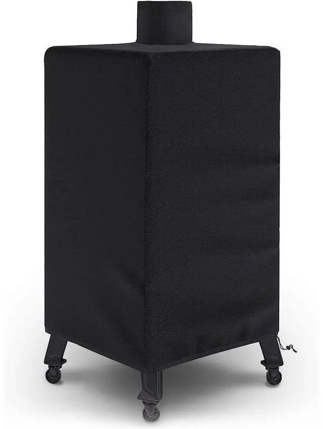 Main image of Vertical Smoker Cover, HeavyDuty Oxford Fabric Outdoor Electric Smoker Protector with Chimney Opening, Waterproof UVTear Resistant AllWeather BBQ Smoker Cover with Drawstring Closure, Black