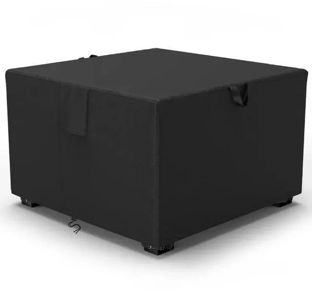 Main image of Black Square Outdoor Fire Pit Cover, HeavyDuty Waterproof Oxford Cloth Fire Table Protector, UV & Tear Resistant Windproof with Handles, Storage Pocket & Drawstring for Patio Backyard