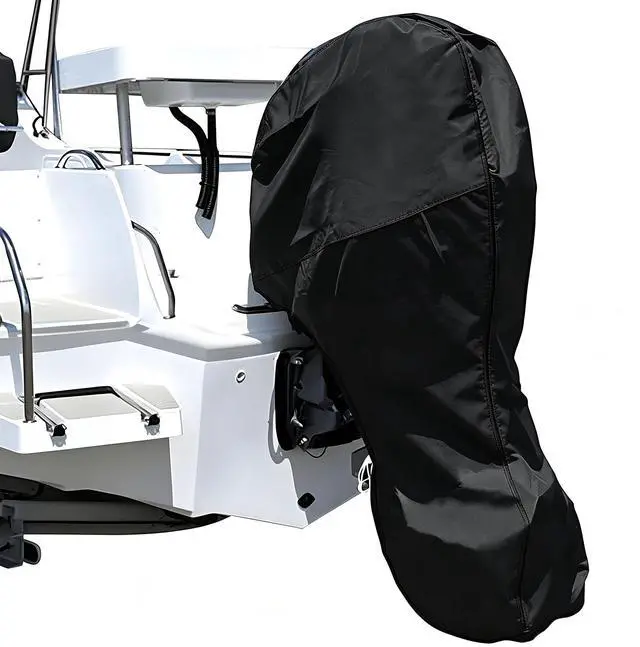 Main image of Black Boat Motor Cover, All Weather Waterproof Outdoor Outboard Engine Protector