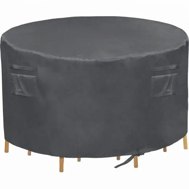 Main image of Dark Grey Round Patio Table Chair Set Cover, Waterproof AllWeather Outdoor Furniture Protector