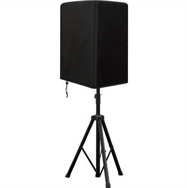 Alt view image 2 of 7 - Black StandMount Speaker Protective Cover, Weatherproof Oxford Fabric Speaker Cover with Adjustable Drawstring, Dust Rain UV Resistant for Outdoor Stage Patio Speakers