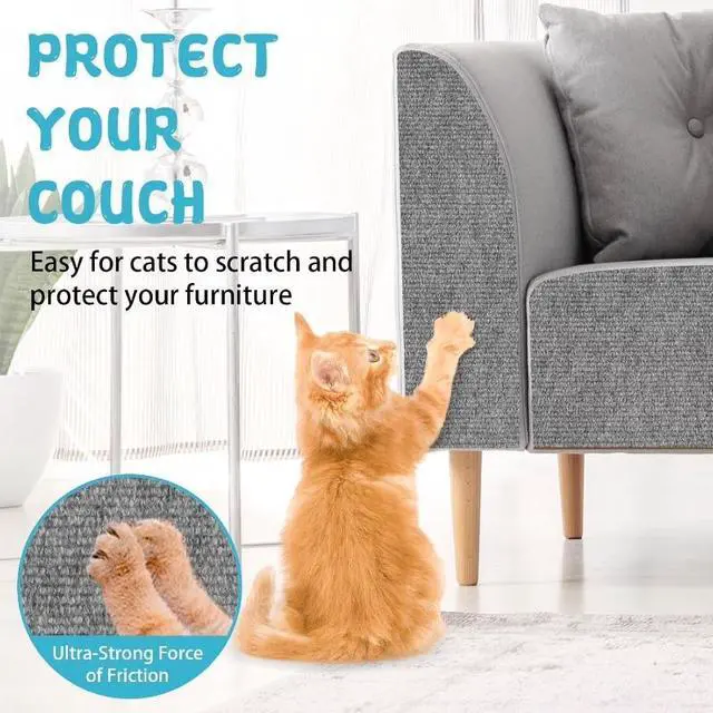 Main image of SelfAdhesive Cat Scratch Mat, Trimmable Sofa AntiScratch Protector Mat, Durable SisalLike Furniture Guard Cover for Couch, Chair, Wall, Prevent Cats from Scratching Furniture