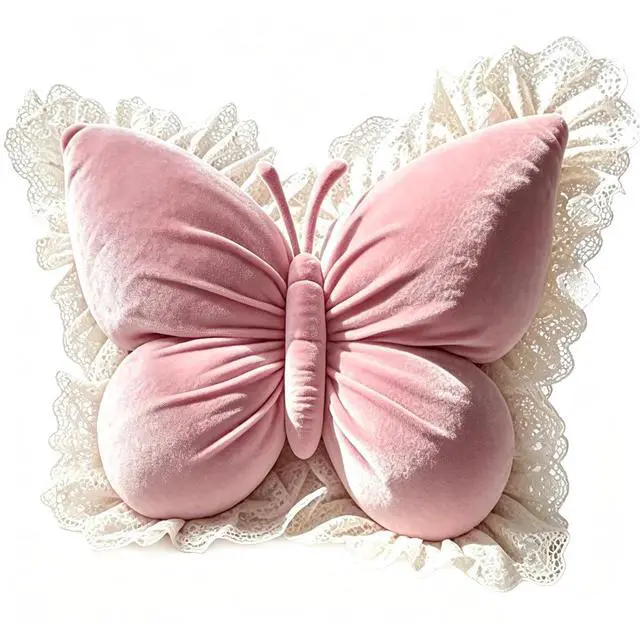 Main image of Pink Butterfly Shaped Throw Pillow, Soft Plush Decorative Butterfly Cushion, Aesthetic Fluffy Accent Pillow, Ergonomic Comfort Cushion
