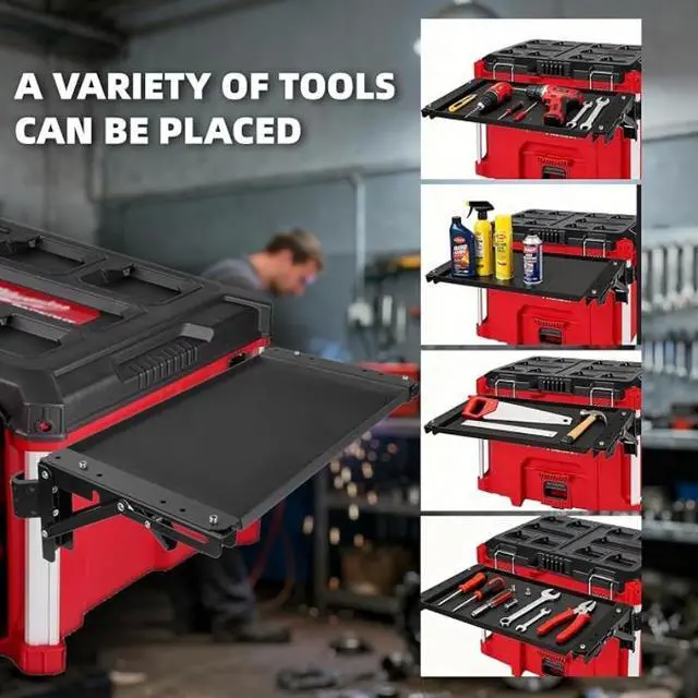 Main image of Foldable Magnetic Side Mount Workbench Tray, No-Drill Installation Anti-Rust Heavy-Duty Tool Storage Holder for Garage Workshop Tools Organization
