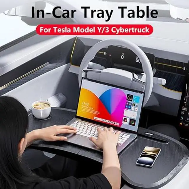 Main image of Lightweight Portable 360-Degree Foldable Steering Wheel Car Table, Multifunctional Car Laptop Desktop, Car Dining Tray & Steering Wheel Storage Rack