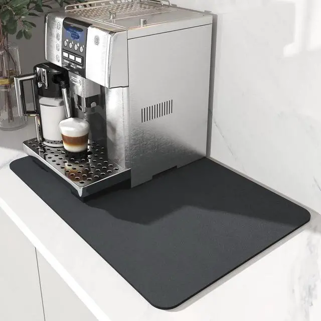 Main image of Coffee Mat - Absorbent Hide Stain Rubber Backed Dish Drying Mat for Kitchen Counter - Bar Mats for Countertops Accessories Fit Under Coffee Maker Espresso Machine