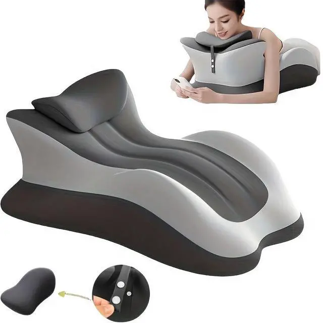 Alt view image 2 of 7 - Memory Foam Multi-Functional Pillow Set with 1 Large Pillow & 1 Small Pillow, Ergonomic Stomach Sleeping Bed Pillow, Cool Breathable, Removable & Washable Pillow Cover