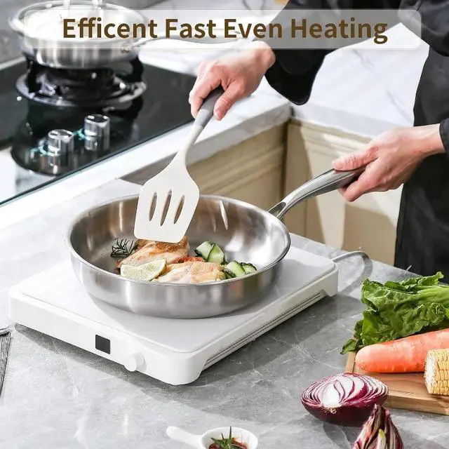 Main image of Scratch Wear Resistant 304 Stainless Steel Frying Pan with Thickened 3-Layer Coating, 12.6 Inch Nonstick Skillet for Gas & Induction Cooktops, Ideal for Steak Vegetable Home Cooking