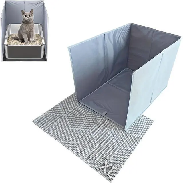 Main image of Space-Saving Litter Box Fence with Storage Function, Anti-Dirt Cat Litter Box Cover, Safe & Easy-to-Clean Pet Sanitation Barrier, Mess Prevention Design for Indoor Cats & Pet Owners
