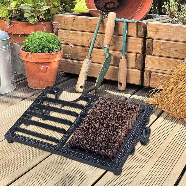 Main image of Outdoor Boot Scraper Shoe Cleaner, CastIron HeavyDuty Boot Mud Remover with Stiff Bristle Brush for Front Door