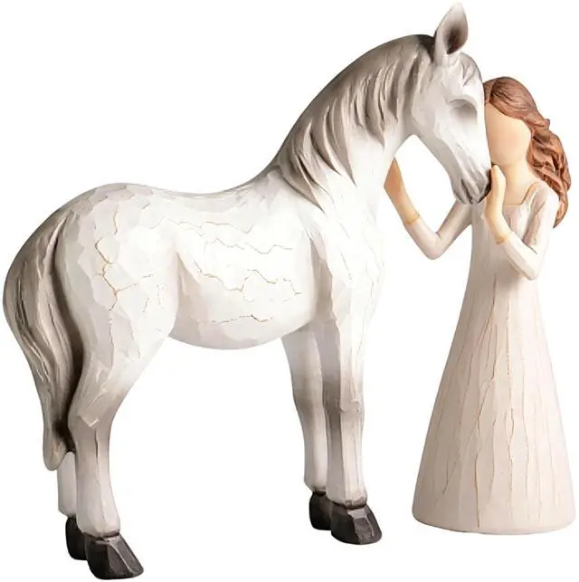 Main image of Girl and Horse Resin Statue, Hugging Animal Art Sculpture, Modern Resin Craft Ornament, Creative Home Desktop Decoration, Ideal Festival Gift for Family and Friends