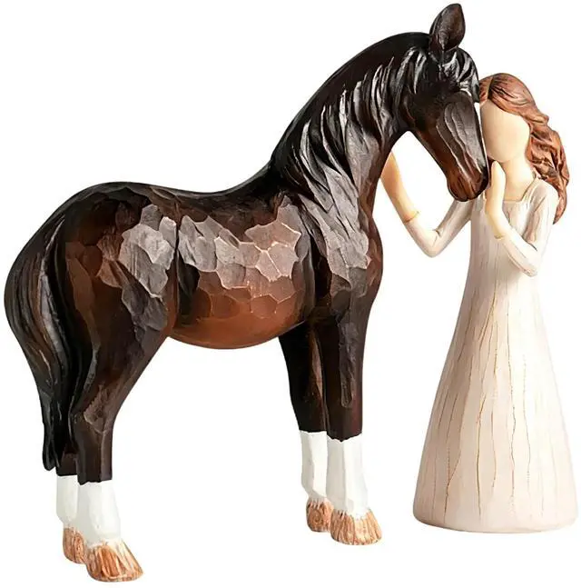 Main image of Girl and Horse Resin Statue, Hugging Animal Art Sculpture, Modern Resin Craft Ornament, Creative Home Desktop Decoration, Ideal Festival Gift for Family and Friends