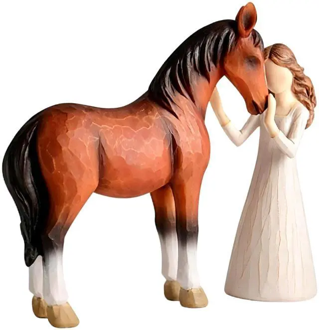 Main image of Girl and Horse Resin Statue, Hugging Animal Art Sculpture, Modern Resin Craft Ornament, Creative Home Desktop Decoration, Ideal Festival Gift for Family and Friends
