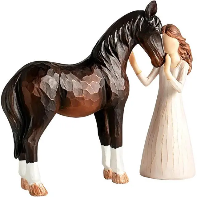 Main image of Girl and Horse Resin Statue, Hugging Animal Art Sculpture, Modern Resin Craft Ornament, Creative Home Desktop Decoration, Ideal Festival Gift for Family and Friends