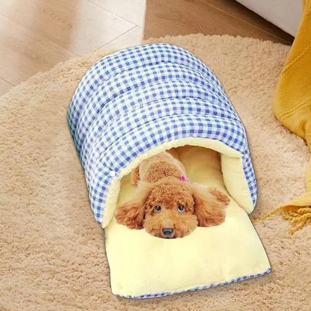 Main image of Fully Enclosed Plush Cat Cave Bed, Winter Warm Detachable Multifunctional Cat House, Large Space for 1 Adult Cat or Two Kittens
