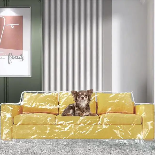 Main image of Clear Plastic Sofa Cover, Full Transparent Couch Protector, Waterproof DustProof Sofa Slipcover for Pets, Moving and LongTerm Storage
