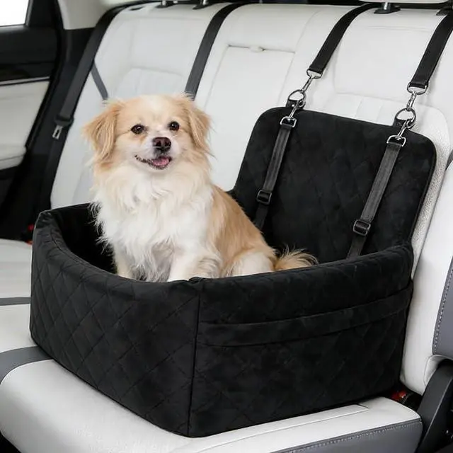 Main image of Dog Car Seat for Small Medium Dogs, Quilted Pet Booster Car Seat, Soft AntiSlip Pet Travel Carrier with Safety Harness for Car Travel