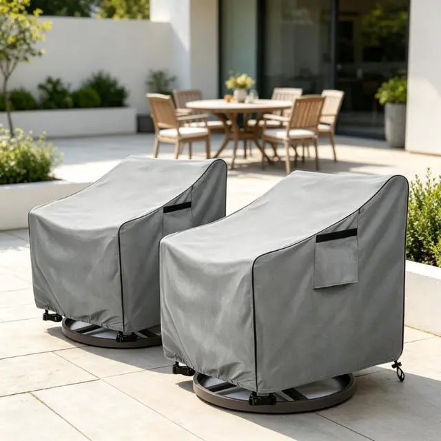 Main image of 2 Pack Patio Swivel Chair Covers, Waterproof HeavyDuty Oxford Outdoor Furniture Protector, Wind Resistant AntiUV Cover for Swivel Patio Armchairs