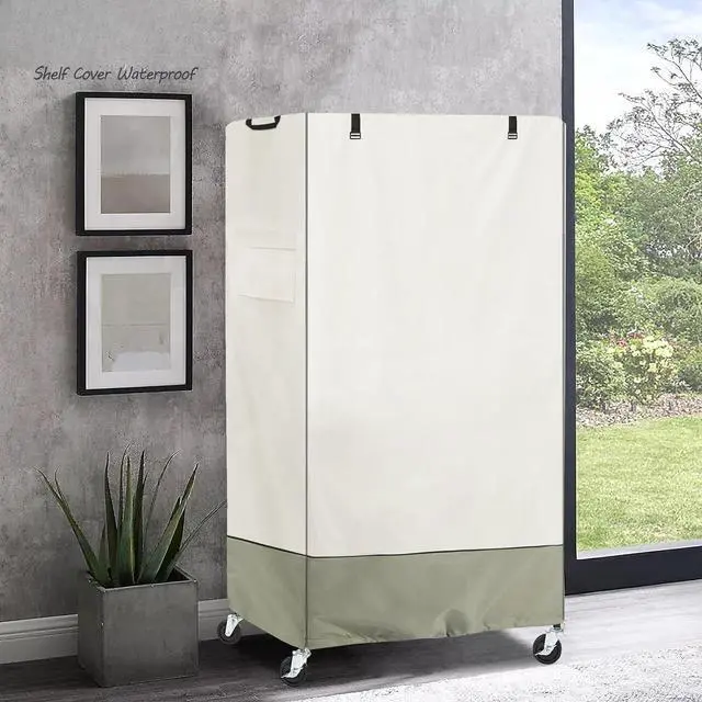 Main image of TwoTone Storage Shelf Cover, AllWeather Oxford Cloth Protective Cover for Wheeled Outdoor Storage Rack