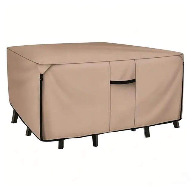 Main image of Square Patio Furniture Set Cover, HeavyDuty Oxford Fabric Waterproof UVResistant Khaki Outdoor Table Chair Set Protector