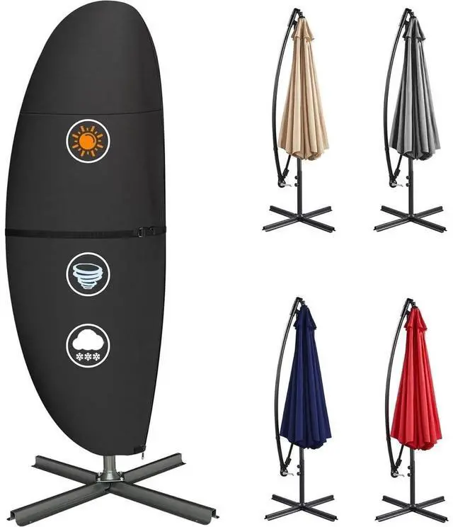 Main image of Offset Patio Umbrella Cover, HeavyDuty Black Oxford Fabric Waterproof UVResistant Outdoor Cantilever Banana Umbrella Protector