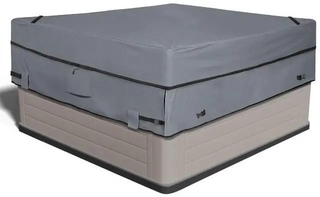 Main image of Waterproof Square Hot Tub Spa Cover, HeavyDuty Oxford Outdoor Hot Tub Protective Cover, AntiUV Weather Resistant with Secure Buckles & Zipper Closure