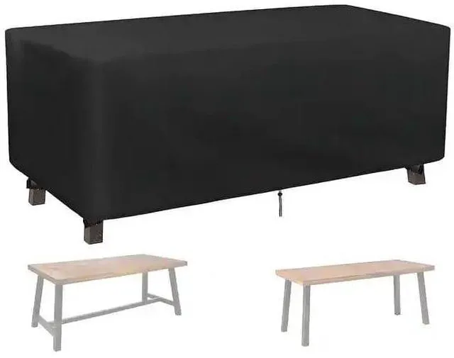 Main image of Black Rectangular Patio Table Cover, Waterproof UVResistant Oxford Cloth Protector for Outdoor Dining Table Furniture Set