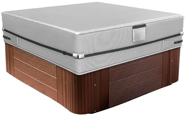 Main image of AllWeather Square Hot Tub Spa Cover, Silver Reflective Aluminum Composite Fabric Outdoor Jacuzzi Protector with Carry Handles