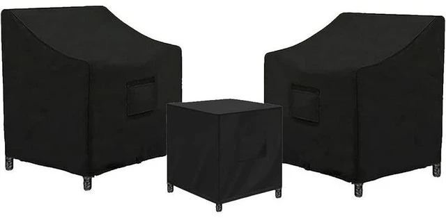 Main image of Durable Black 3Piece Patio Bistro Set Cover, TearResistant Oxford Cloth for 2 Seats and Square Side Table