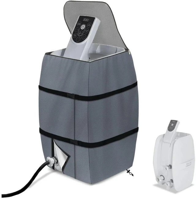 Main image of Grey Hot Tub SPA Heater Pump Cover, HeavyDuty Oxford Fabric Outdoor Water Therapy Circulation Pump Protector with Mesh Zipper Top