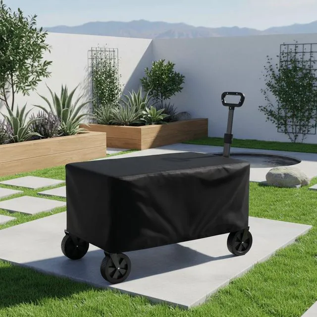 Main image of Black Outdoor Wagon Cart Cover, HeavyDuty Oxford Fabric Camping Folding Utility Travel Wagon Waterproof UVResistant Protector