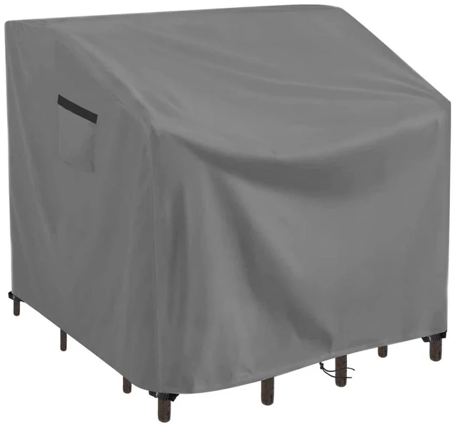 Main image of Grey Outdoor Bar Set Cover, HeavyDuty Oxford Fabric Waterproof UVResistant Patio High Top Bar Table Chair Protector with Storage Pocket