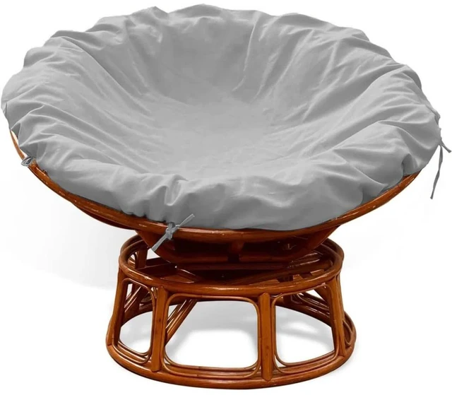 Main image of Grey Round Cushion Cover, HeavyDuty Oxford Fabric Waterproof UVResistant Outdoor Papasan Chair Cushion Protector with Drawstrings