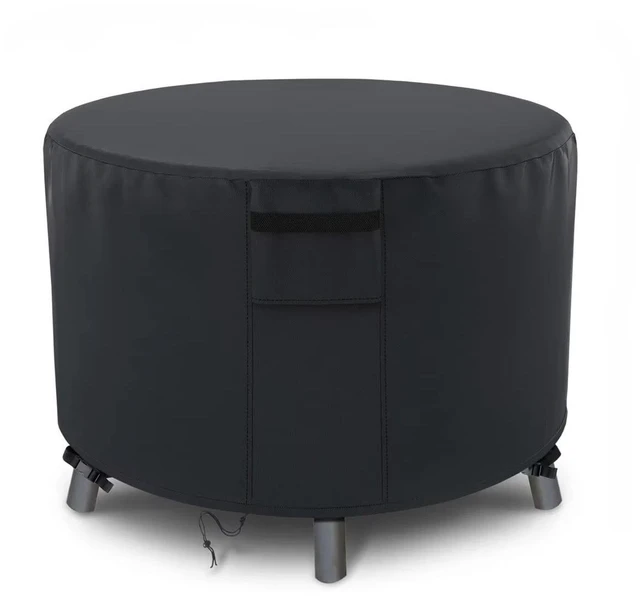 Main image of Black Round Fire Pit Cover, HeavyDuty Oxford Fabric Waterproof UVResistant Outdoor Round Fire Pit Protector with Storage Pocket