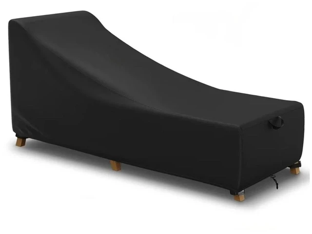 Main image of Black Outdoor Chaise Lounge Cover, HeavyDuty Oxford Fabric Waterproof UVResistant Patio Recliner Protector with Carry Handle