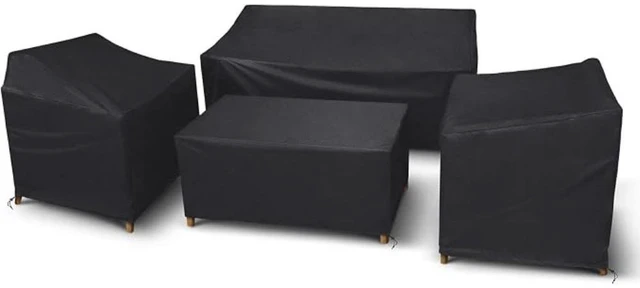 Main image of Black Patio Furniture Cover 4Piece Set, HeavyDuty Oxford Fabric Waterproof UVResistant Outdoor Sofa Chair Ottoman Protector Set