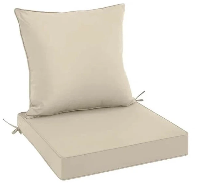 Main image of Thick Outdoor Patio Chair Cushion Set, Square Seat Cushion and Back Pillow with Fastening Ties for Lawn Furniture
