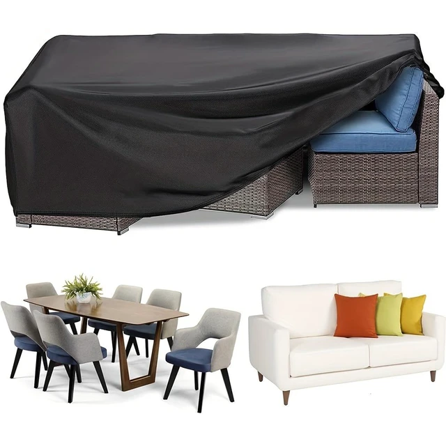 Main image of Premium Oxford Polyester Outdoor Furniture Cover Heavy Duty Windproof UV Resistant Waterproof Protective Cover Rectangular Garden Patio Cover for Rattan Sofa Table Chairs 90 x 65 x 31inch