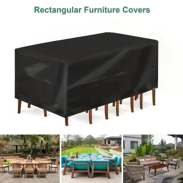 Main image of Patio Outdoor Furniture Cover with Adjustable Drawstring, UV Protection, Universal Fit for Rectangular Table, Sectional Sofa, Dining Table Chairs, Garden Balcony Poolside