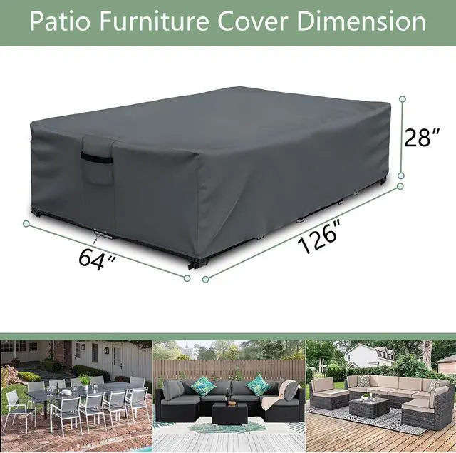 Alt view image 2 of 7 - Patio Furniture Set Cover Waterproof Outdoor Sectional Sofa Set Cover Heavy Duty 600D Garden Table and Chairs Set Cover