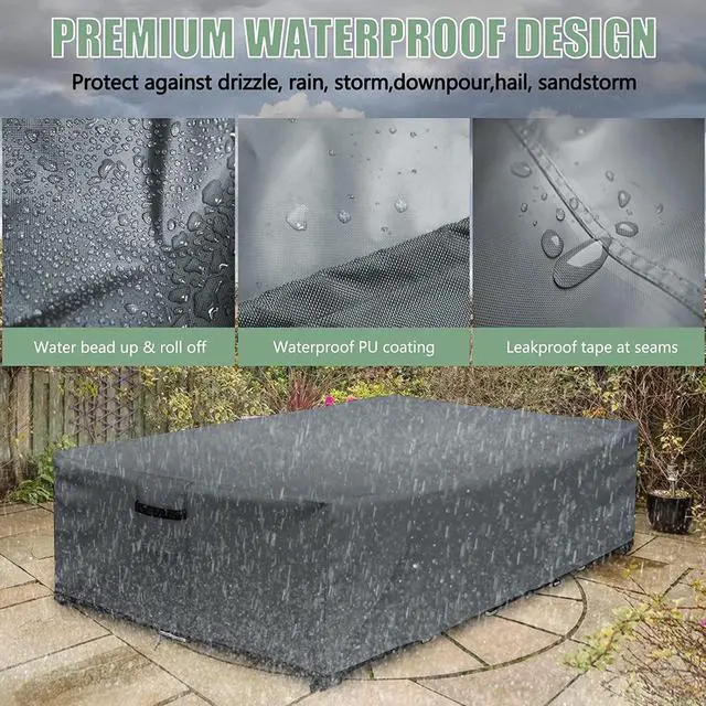 Alt view image 6 of 7 - Patio Furniture Set Cover Waterproof Outdoor Sectional Sofa Set Cover Heavy Duty 600D Garden Table and Chairs Set Cover