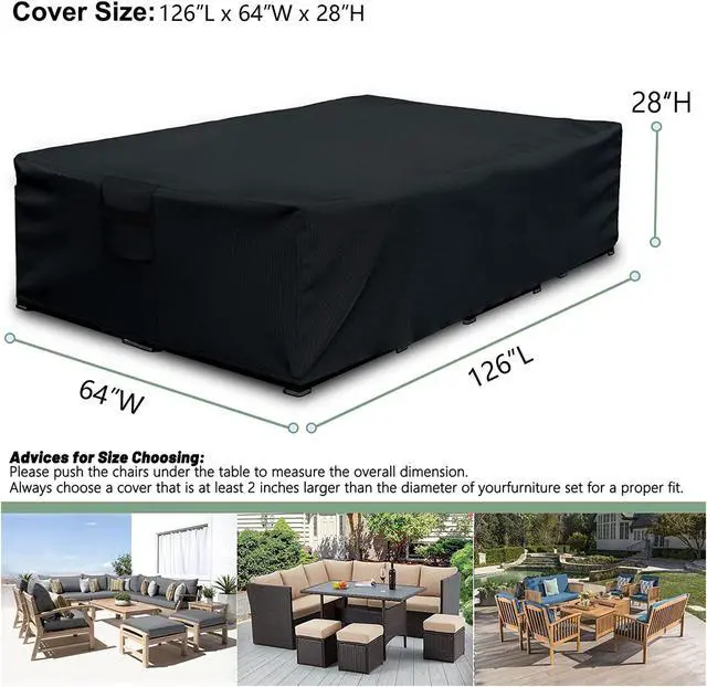 Alt view image 2 of 7 - Patio Furniture Covers for Table and Chairs Set, Waterproof Outdoor Sectional Sofa Covers Heavy Duty Oxford Outdoor Furniture Set Covers