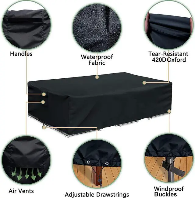 Alt view image 3 of 7 - Patio Furniture Covers for Table and Chairs Set, Waterproof Outdoor Sectional Sofa Covers Heavy Duty Oxford Outdoor Furniture Set Covers