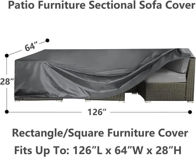 Alt view image 2 of 7 - Patio Furniture Cover Waterproof, Large Outdoor Sectional Sofa Cover for Deck, Lawn and Backyard, Heavy Duty Patio Cover for Outdoor Furniture