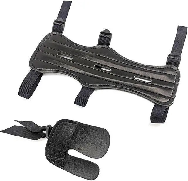 Alt view image 7 of 7 - Archery Arm Guard Finger Guard Protector Leather Adjustable Bow Shooting Target