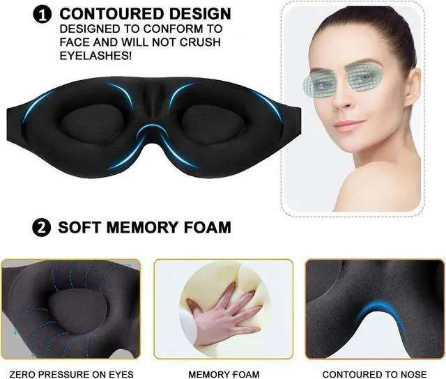 Alt view image 4 of 6 - 3D Sleep For Men & Women Eye For Sleeping Blindfold Travel Accessories