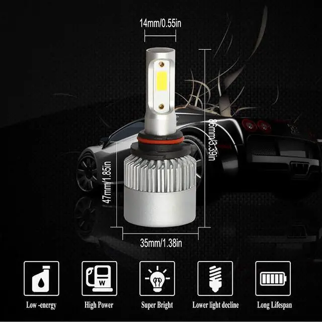Alt view image 4 of 6 - 9006 HB4 LED Headlights Bulbs Lamp Fog Light Hi/Lo Beam HID Xenon 2000W 300000LM
